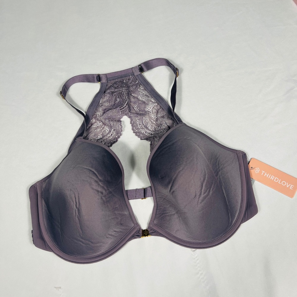 ThirdLove Lace Racerback Front Closure Bra Purple 38D 40C NWT